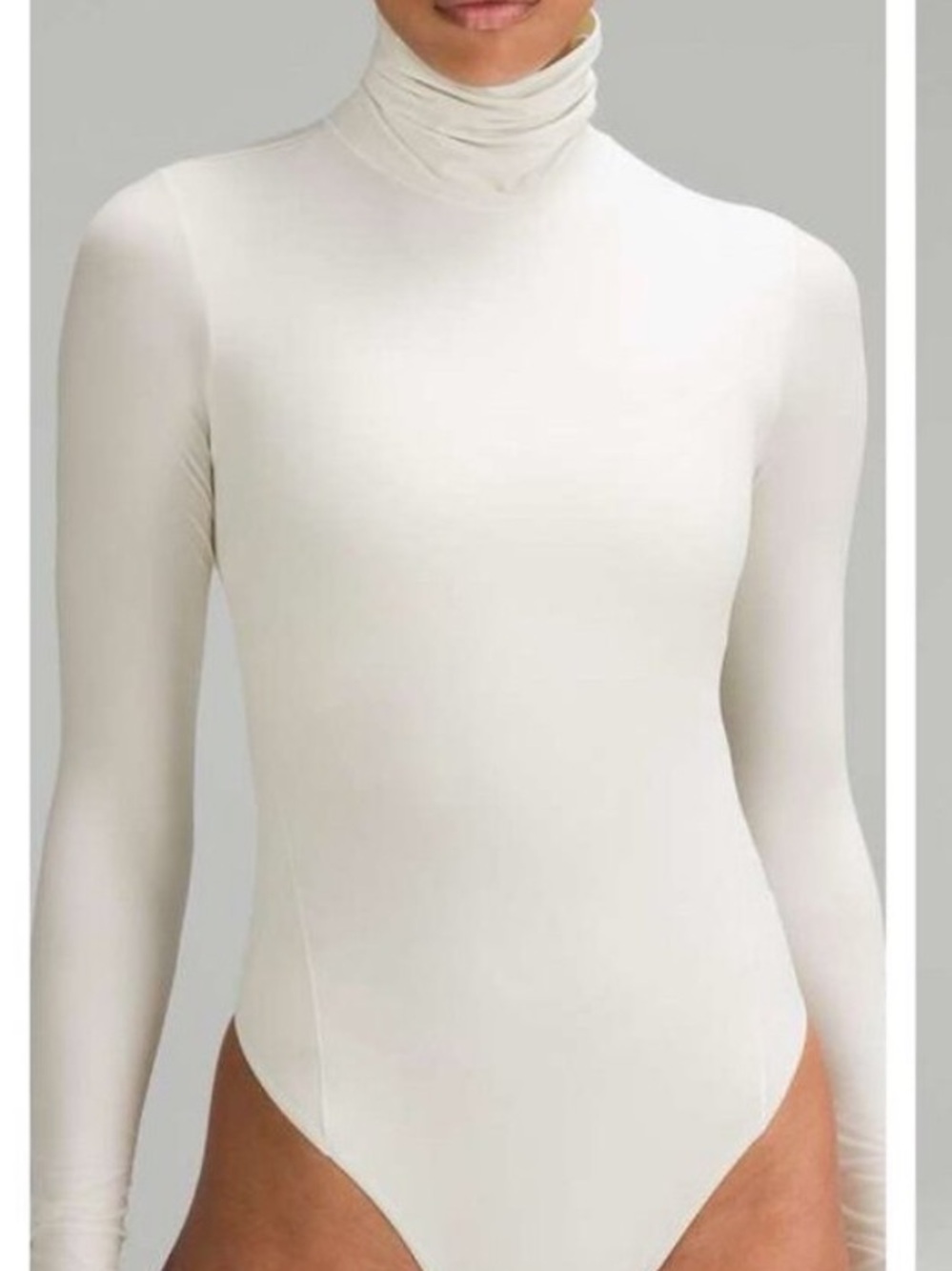 Lululemon Wundermost Ultra-Soft Nulu Turtleneck Long Sleeve Bodysuit Bone/Cream